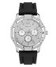 GUESS Mens Black Silver Tone Multi-function Watch