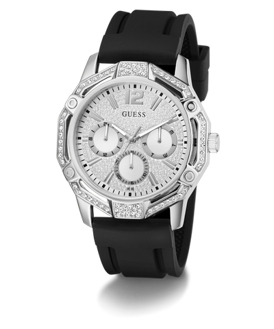 GUESS Mens Black Silver Tone Multi-function Watch angle