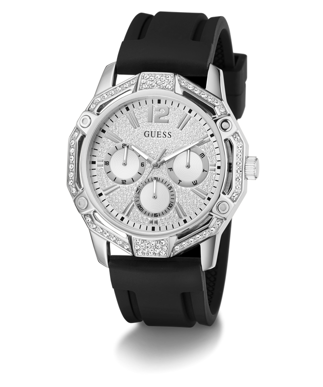 GUESS Mens Black Silver Tone Multi-function Watch angle