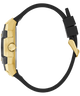 Gold and black watch with a strap on a white background GUESS Mens Black Gold Tone Multi-function Watch GW0956G2