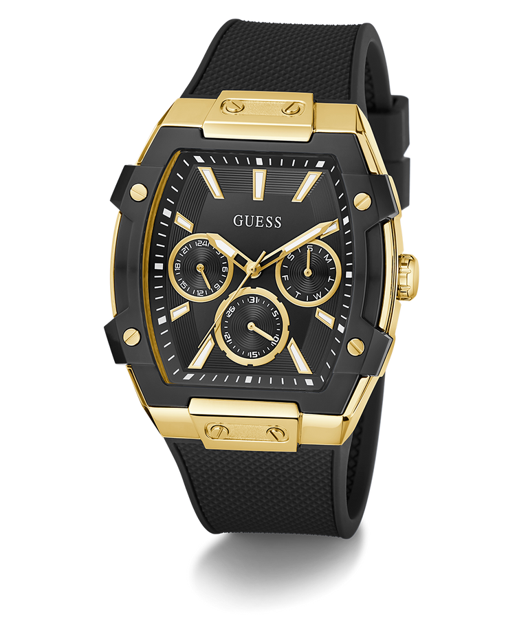 GUESS Mens Black Gold Tone Multi-function Watch GW0956G2 angle