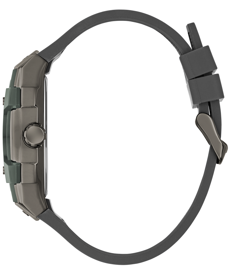 Side view of a watch strap on a white background