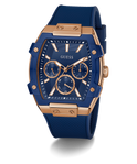 GUESS Mens Blue Rose Gold Tone Multi-function Watch GW0956G4 angle