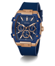 GUESS Mens Blue Rose Gold Tone Multi-function Watch GW0956G4 angle
