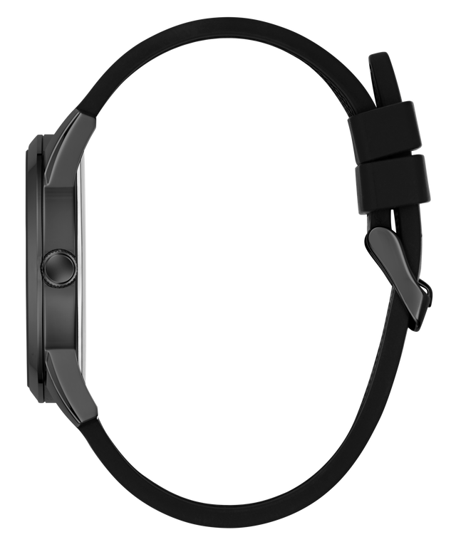 Black GUESS Mens Black Analog Watch with a strap on a white background