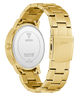 GUESS Mens Gold Tone Analog Watch with brand logo on a white background
