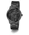 GUESS Mens Black Analog Watch with floral design on the face on a white background