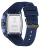 Caseback of GUESS Mens Blue Analog Watch Blue Guess watch with a clear face on a white background