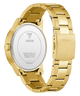 Gold watch with visible brand logo on a white background caseback