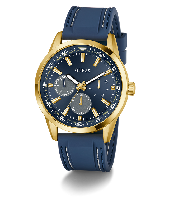 GUESS Mens Blue Gold Tone Multi-function Watch GW0964G2 angle