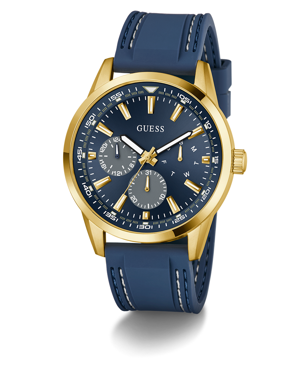 GUESS Mens Blue Gold Tone Multi-function Watch GW0964G2 angle