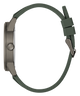 Green watch strap on a white background