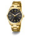 Gold watch with black dial on a white background GW0965G2
