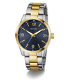 Two-tone silver and gold watch with a blue dial on a white background GW0965G4