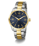 Two-tone silver and gold watch with a blue dial on a white background GW0965G4