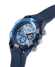 GW0966G1 GUESS Mens Blue Multi-function Watch with detailed face on a white background lifestyle