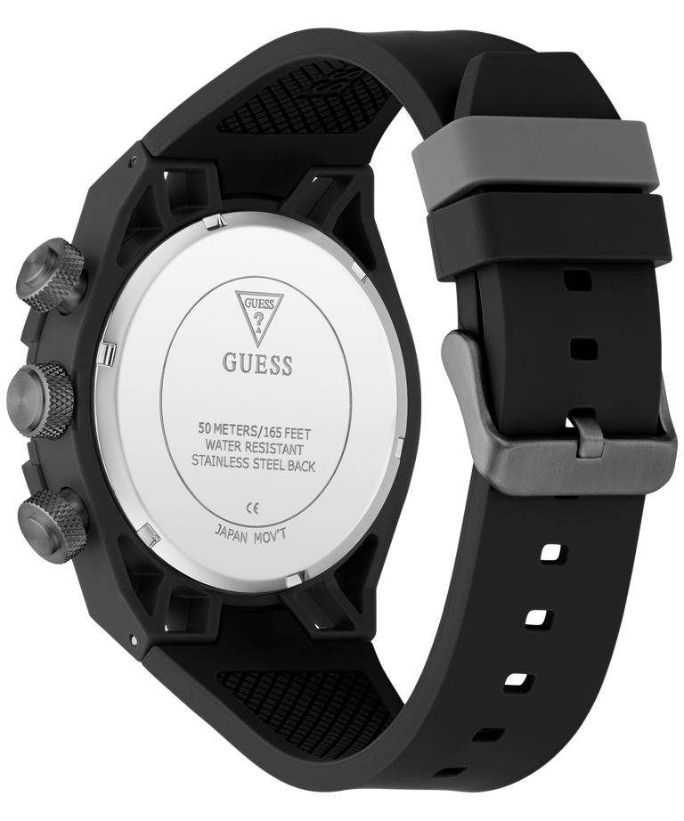 side of GUESS Mens Black Multi-function Watch