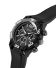 GUESS Mens Black Multi-function Watch with detailed face on a white background lifestyle
