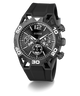 GUESS Mens Black Multi-function Watch with detailed face on a white background