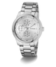 GUESS Mens Silver Tone Multi-function Watch with a white face on a white background