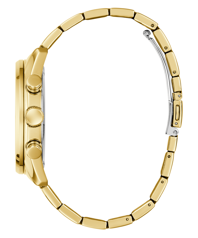 Gold watch case on a white background