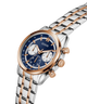Two-tone GUESS Mens 2-Tone Multi-function Watch with blue dial and rose gold accents on a white background lifestyle