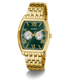 Gold watch with a green dial and Roman numerals on a white background GW0975G2