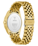 Gold watch with chain strap on a white background