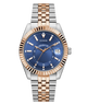 Two-tone watch with blue dial and rose gold accents on a white background GW0977G5