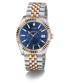 Two-tone watch with rose gold and silver band on a white background GW0977G5