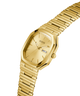 GUESS Mens Gold Tone Date Watch with a metallic band on a white background lifestyle