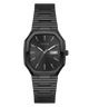 GUESS Mens Black Date Watch with a metallic band on a white background