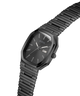 Black watch with metal strap on a white background lifestyle