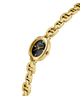 GUESS Ladies Gold Tone Analog Watch with a black face on a white background lifestyle