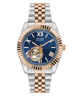 GUESS Mens 2-Tone Automatic Watch with two-tone rose gold and silver strap on a white background