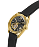 Gold and black watch with visible brand name on a white background lifestyle