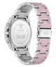 GUESS Ladies Pink Multi-function Watch with pink and silver band on a white background