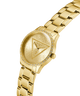 Gold watch with a triangle logo on a white background lifestyle