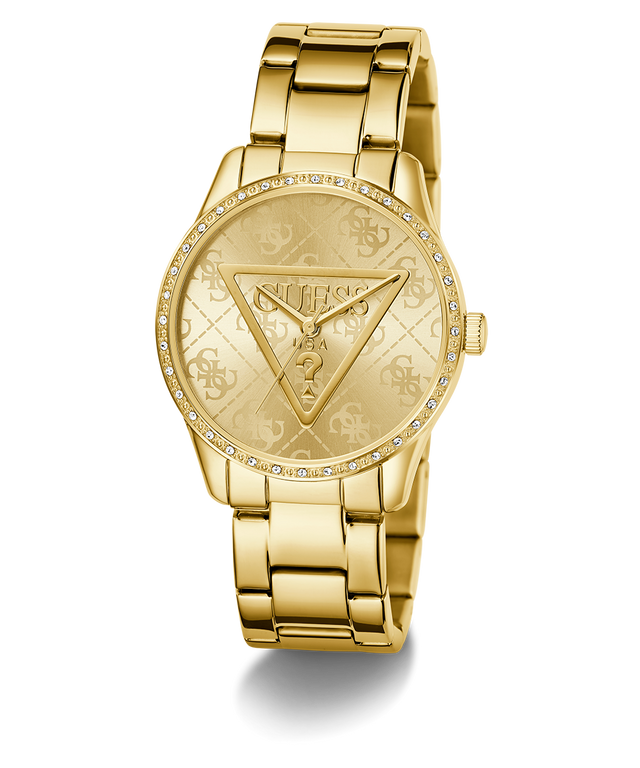 Gold watch with brand logo on a white background GUESS Ladies Gold Tone Analog Watch