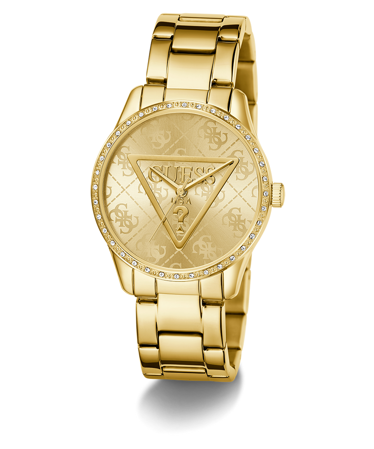 Gold watch with brand logo on a white background GUESS Ladies Gold Tone Analog Watch