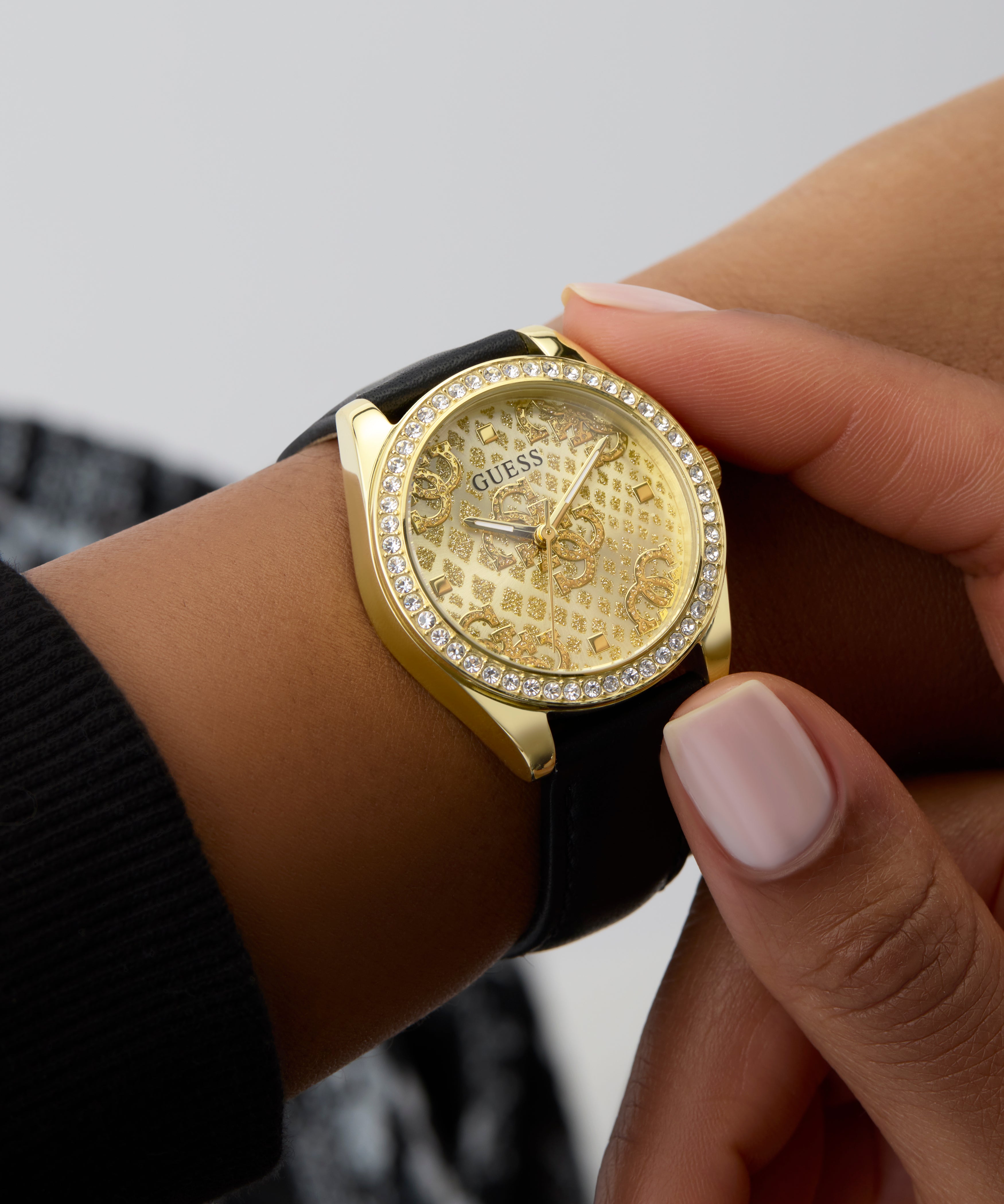GUESS Ladies Black Gold Tone Analog Watch - GW0989L2 | GUESS