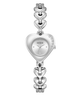 Silver heart-shaped  GUESS Ladies Valerie Silver Tone Analog Watch on a white background