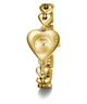 Gold heart-shaped watch with 'Guess' branding on a white background