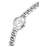 Silver Guess watch with a bracelet on a white background lifestyle