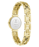Gold GUESS Ladies Gold Tone Analog Watch with chain-like design on a white background