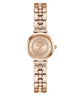 GUESS Ladies Rose Gold Tone Analog Watch with a decorative band on a white background