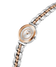 Two-tone watch with silver and rose gold band on a white background lifestyle