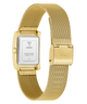 Gold GUESS Ladies Gold Tone Analog Watch with mesh band on a white background