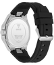GUESS Mens Black Silver Tone Analog Watch with silver case and visible brand logo on a white background