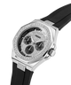 GUESS Mens Black Silver Tone Analog Watch with black strap and silver case on a white background lifestyle